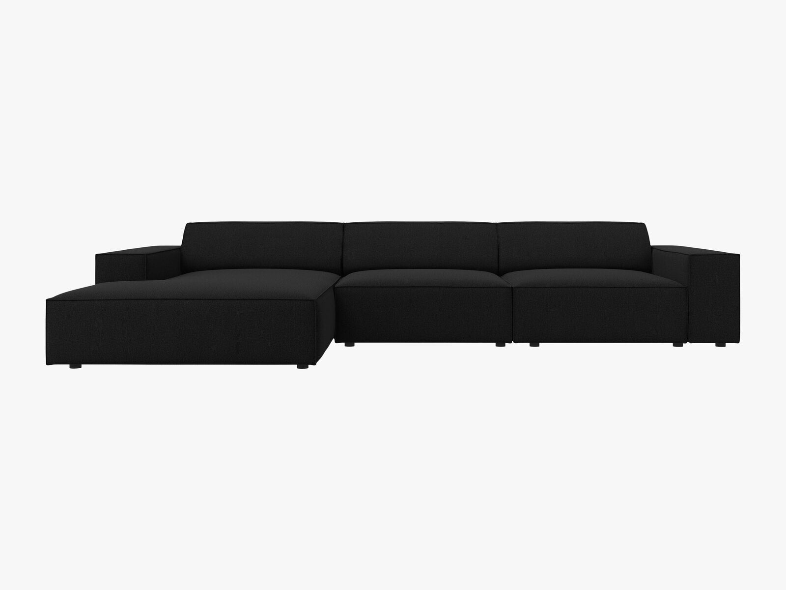 Micadoni Ecksofa Jodie 4-Sitzer Links Strukturierter Stoff Megan Schwarz