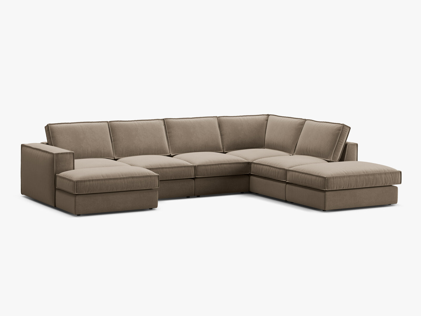 Micadoni modulares Panorama Ecksofa Pola 5-Sitzer Rechts Samt Salvador Grau Braun