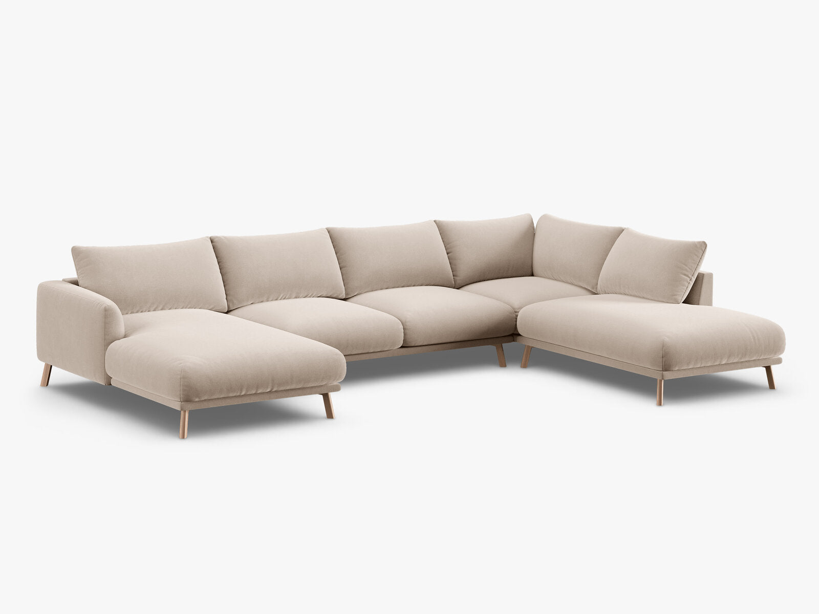 Micadoni Panorama Ecksofa Naomi 6-Sitzer Rechts Samt Salvador Beige