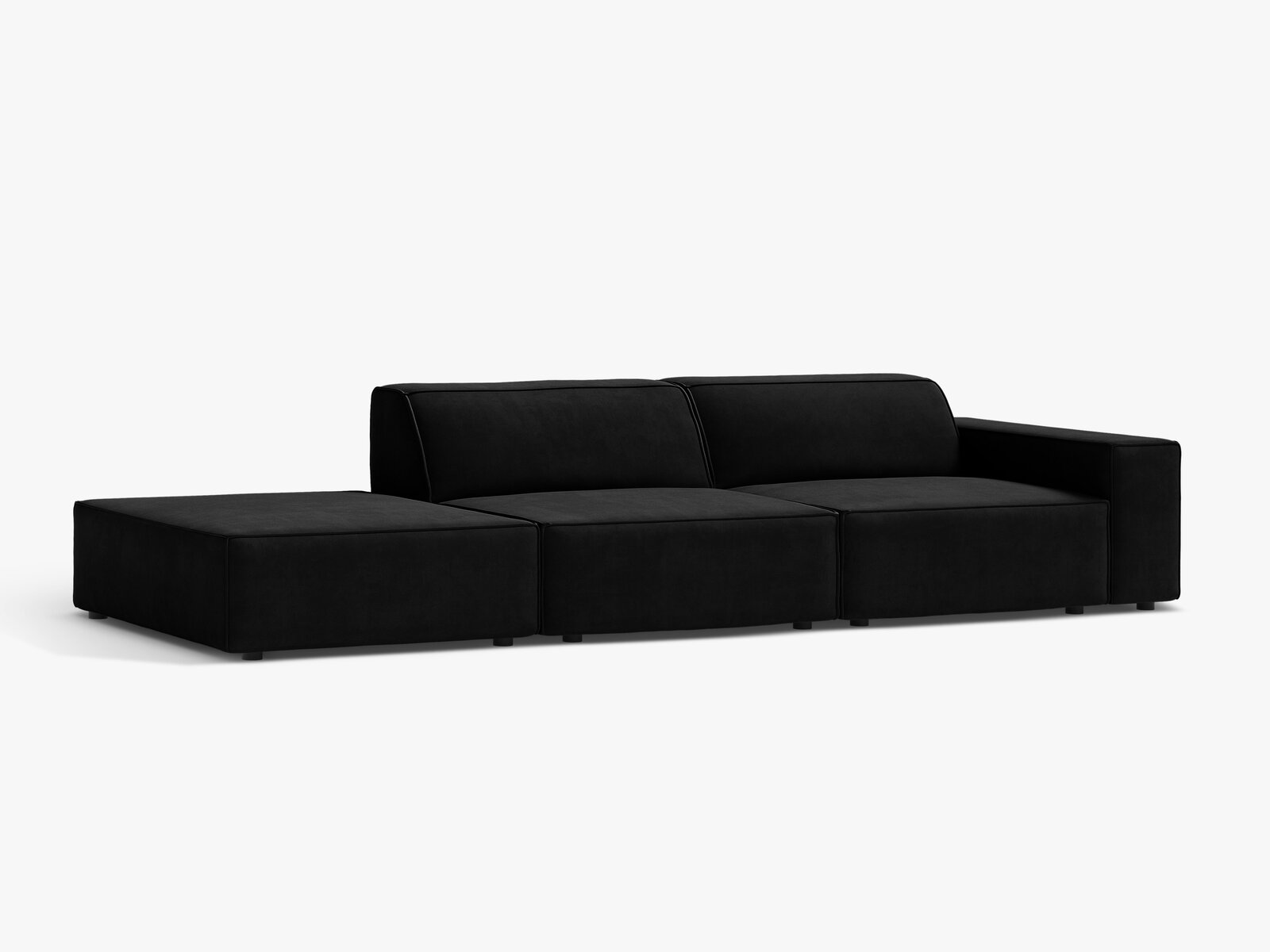 Micadoni Sofa Jodie 3-Sitzer Links Samt Venus Schwarz