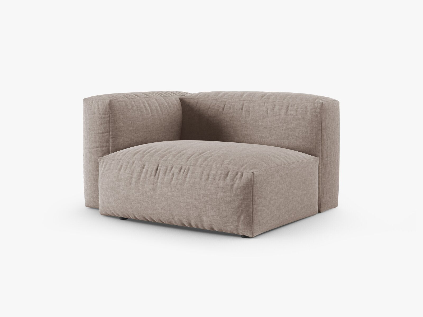Micadoni Eckmodul mit Armlehne Martina 1-Sitzer 90cm Sitztiefe Links Strukturierter Stoff Boston Dunkelbeige