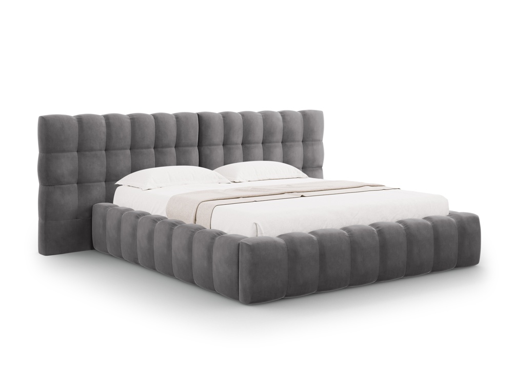 Cosmopolitan Design Stauraumbett mit doppeltem Kopfteil Bali 160x200 Samt Bluvel Grau