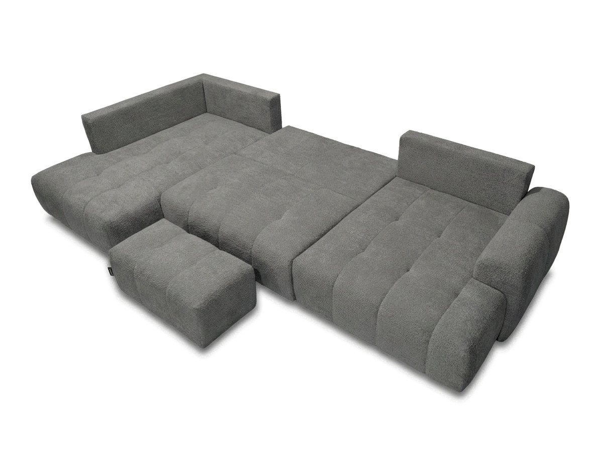 Bobochic Roxelane Wohnlandschaft mit Pouf Bouclé-Stoff Dunkelgrau Ecke rechts