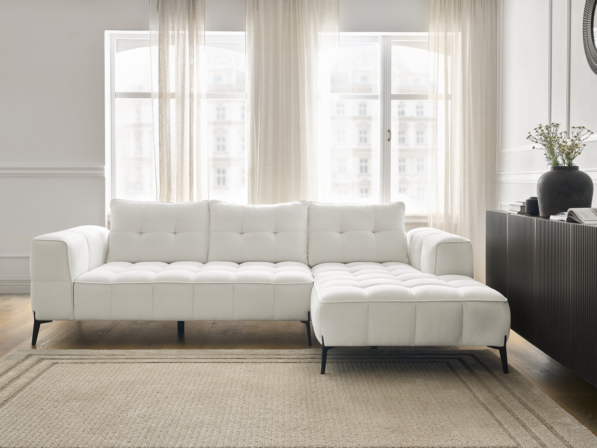 Bobochic Anis Ecksofa Strukturstoff Weiß Ecke rechts