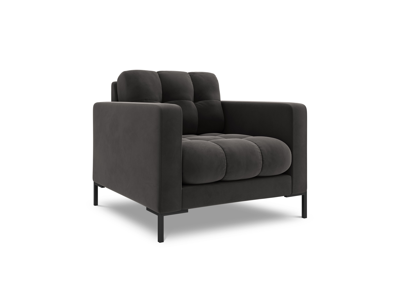 Cosmopolitan Design Sessel Bali Samt Bluvel Dunkelgrau Melange Beine Schwarzes Metall