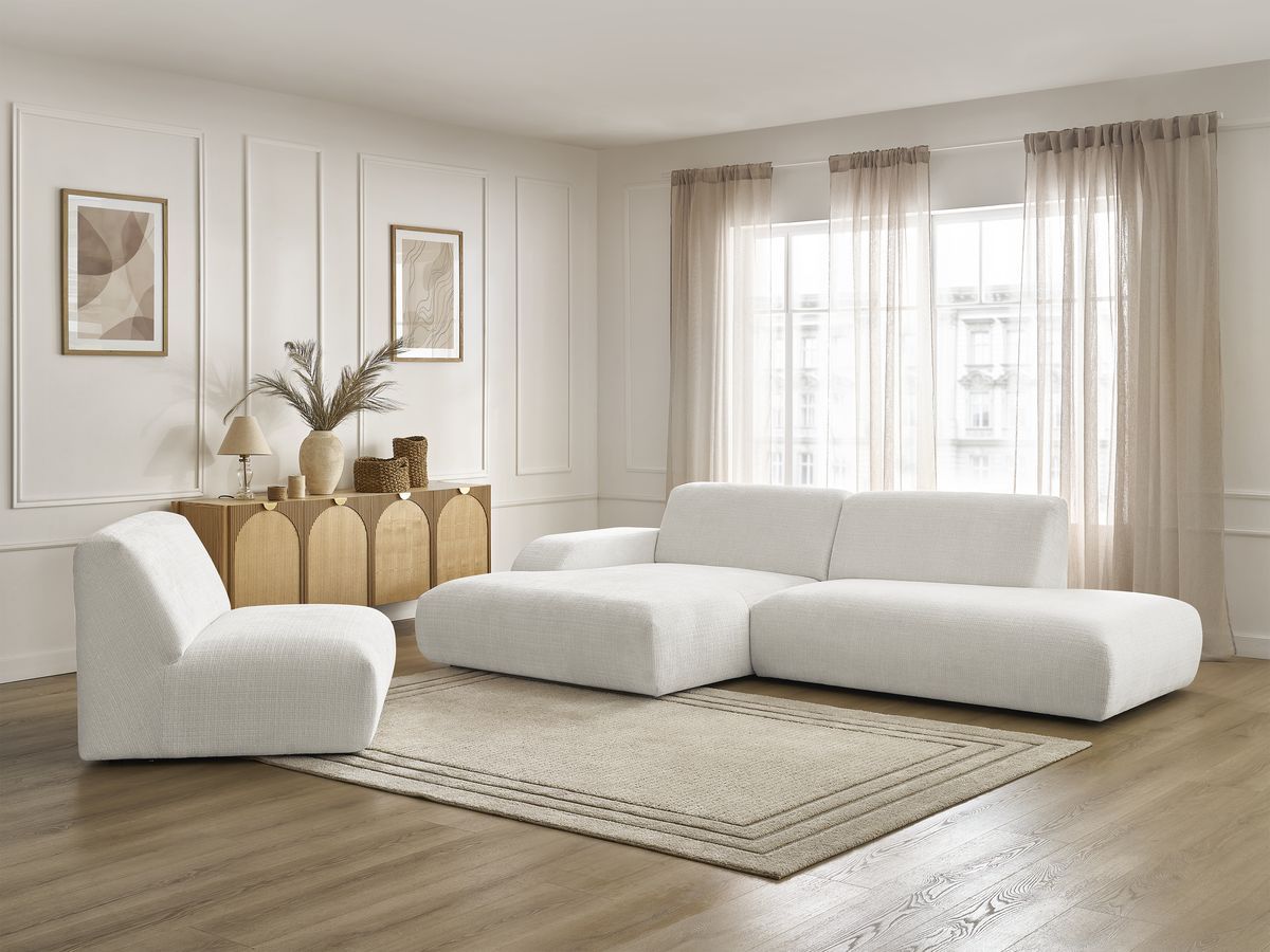 Bobochic Sirius Ecksofa 405 × 170 cm Strukturstoff Weiß Ecke links