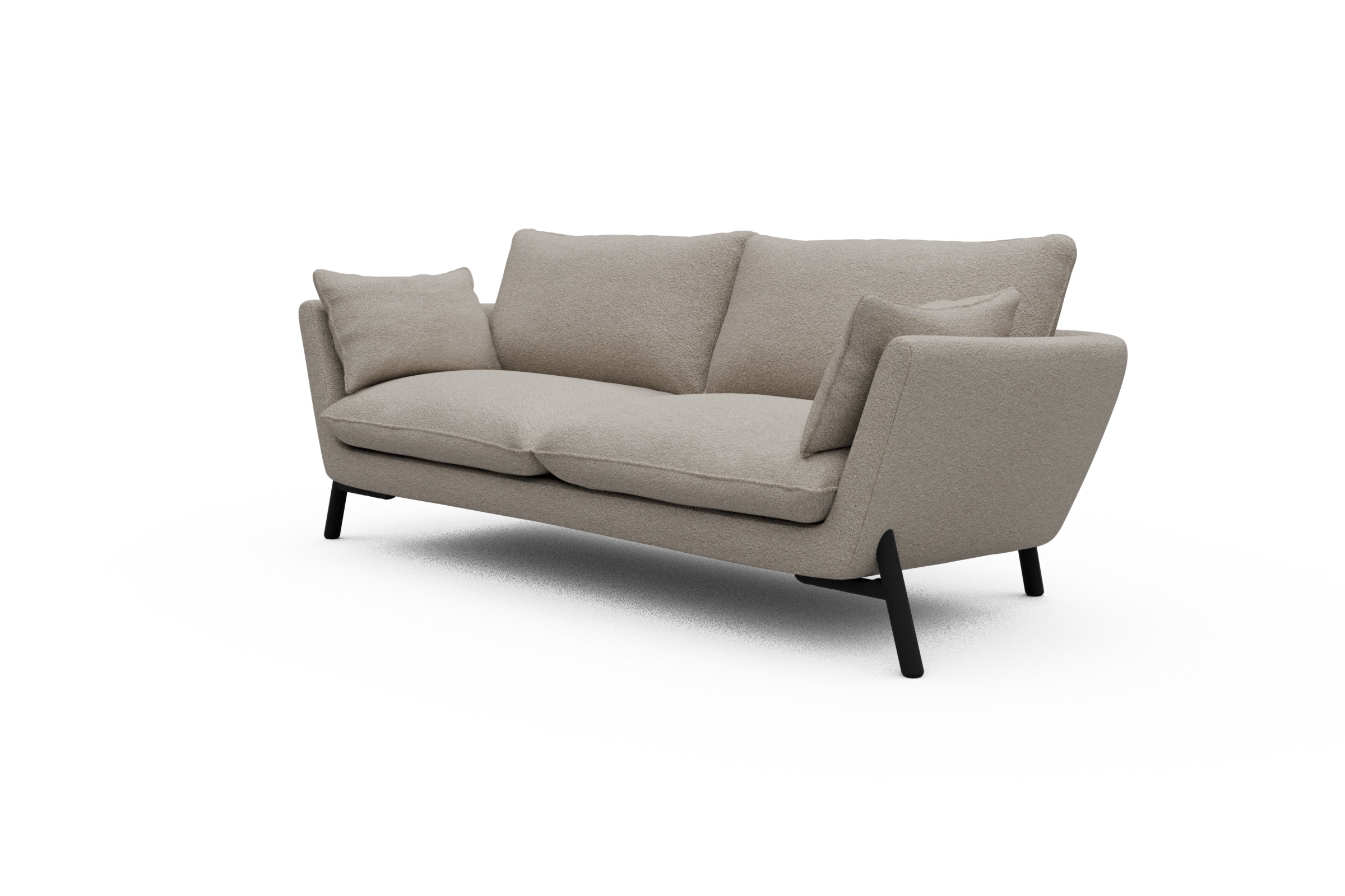 Sofa Emil 3-Sitzer Beinfarbe Eiche Schwarz Aivi-Lace-Beige