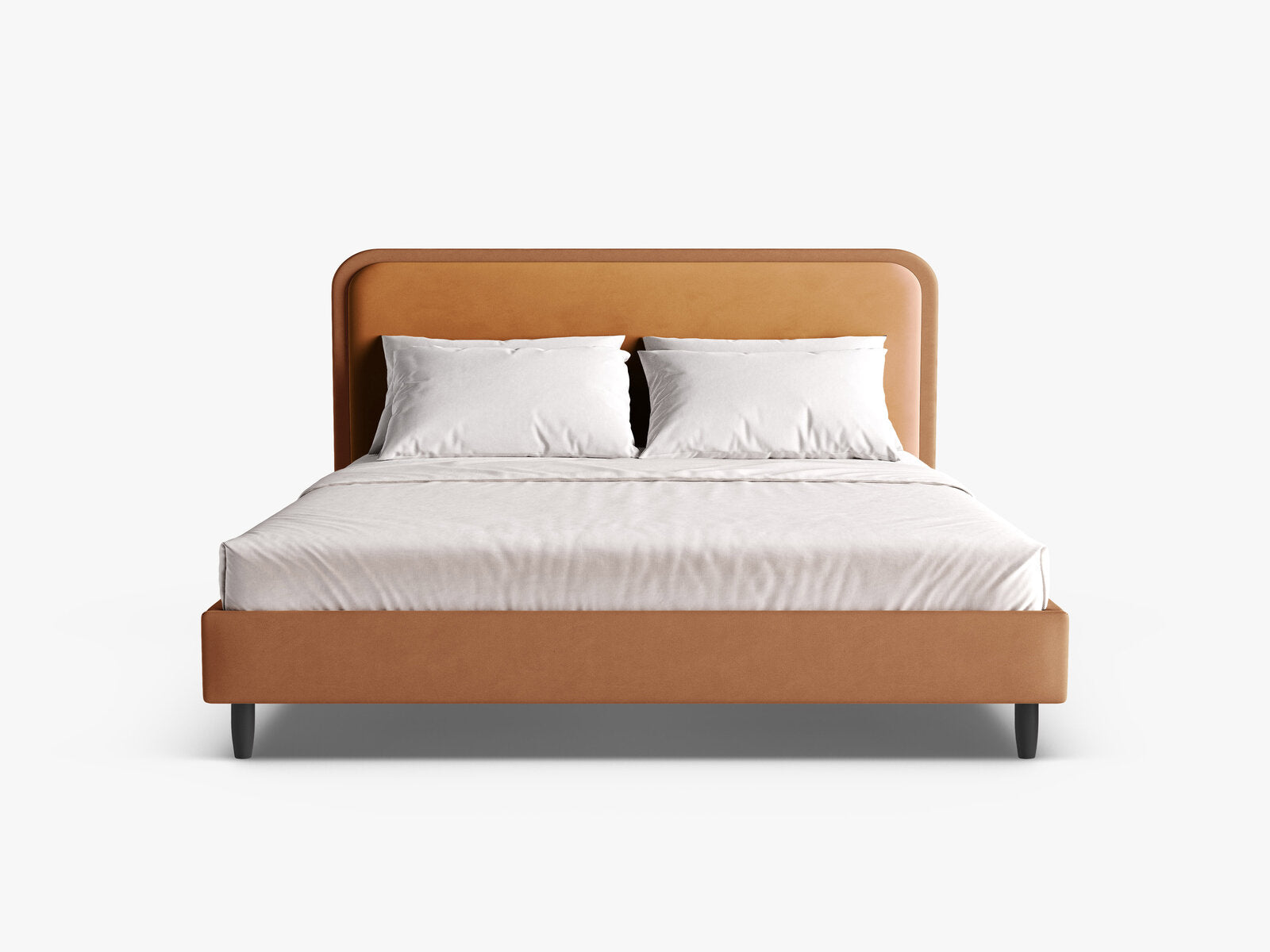 Micadoni Stauraumbett mit Kopfteil Aveline Samt Magic Velvet, Vegan-Leder Vega Kamel, Honig 180x200