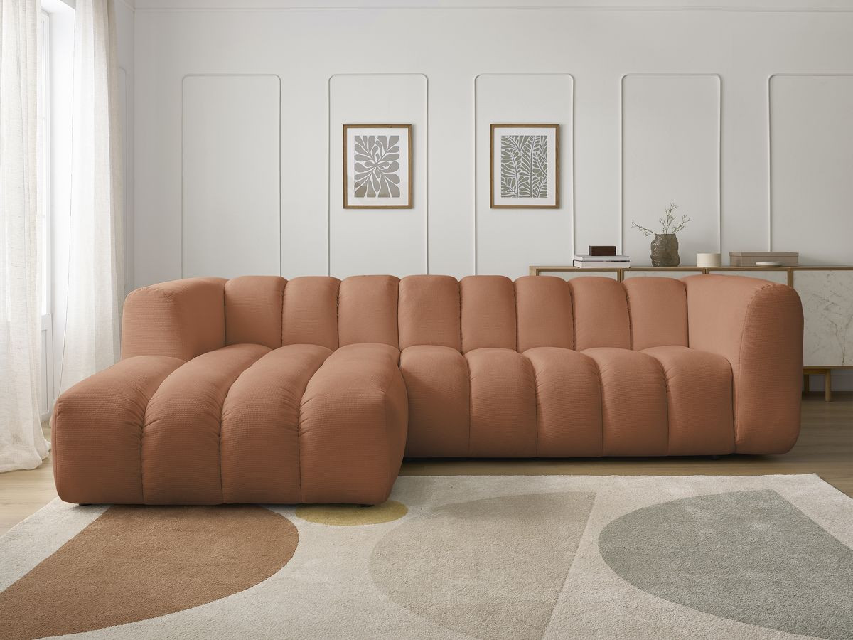 Bobochic Talia Ecksofa Melange-Stoff Orange Ecke links