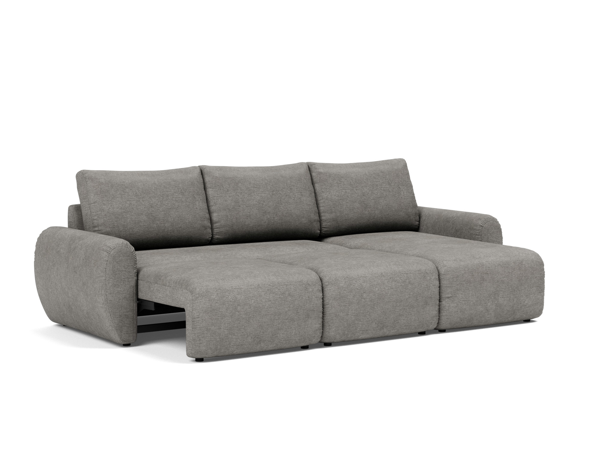 Schlafsofa Norum mit Chaiselongue und Curve-Armlehnen Flachgewebe Avella 282-Warm-Grey