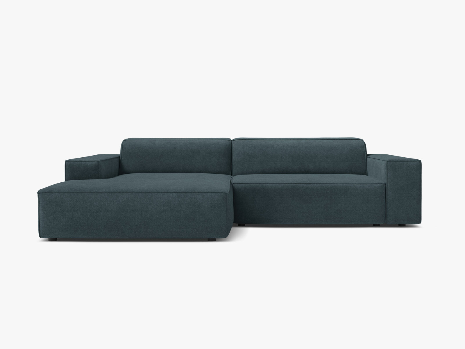 Micadoni Ecksofa Jodie 3-Sitzer Links Strukturierter Stoff Liberty Dunkel Petrol