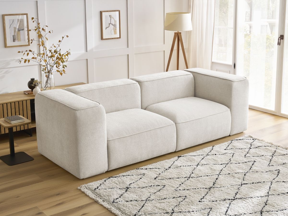 Bobochic Zephyr Sofa 2-Sitzer Strukturstoff Weiß