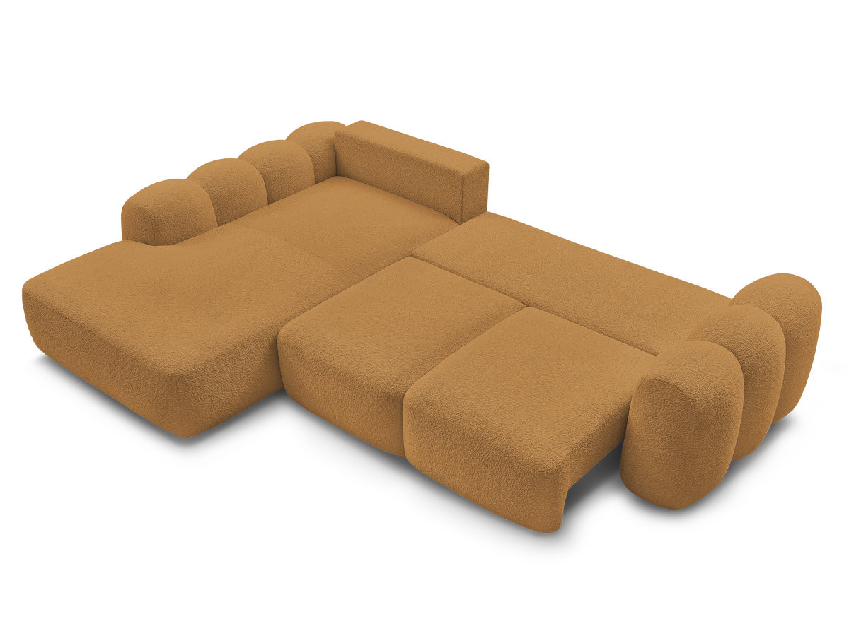 Bobochic Montaigne Ecksofa mit Schlaffunktion und Bettkasten 288 × 196 cm Bouclé-Stoff Gelb Ecke links