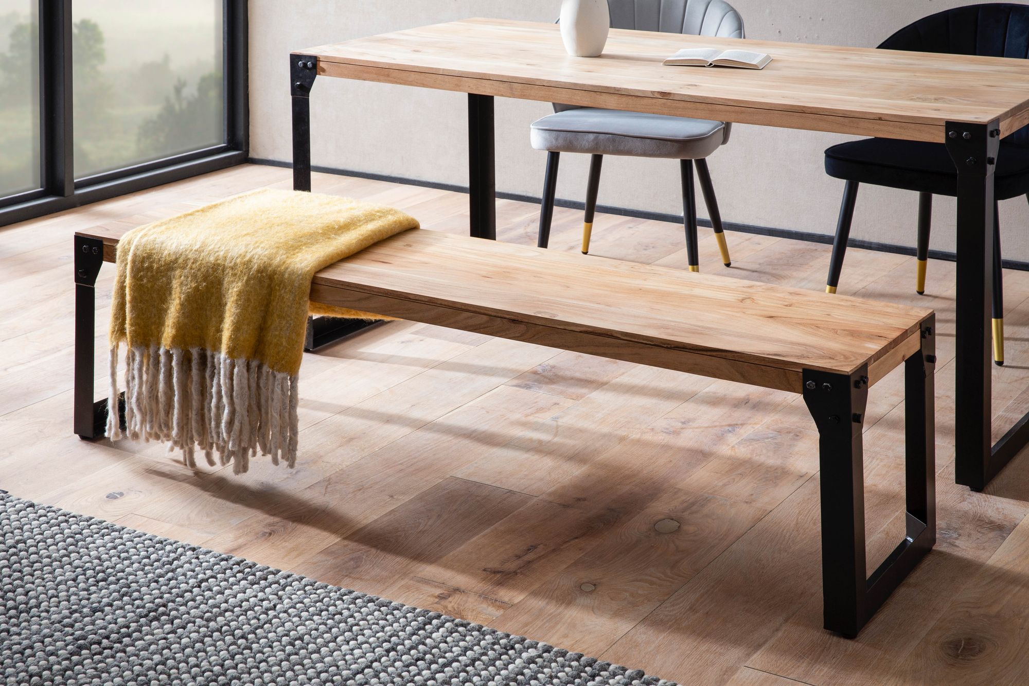 Essbank Bomlo Akazie Massivholz Breite 120 cm