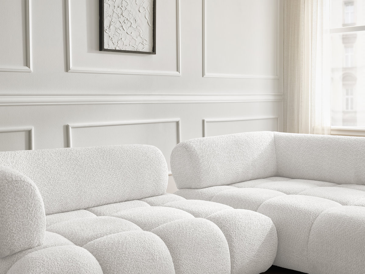Bobochic Alya Ecksofa Bouclé-Stoff Weiß Ecke rechts