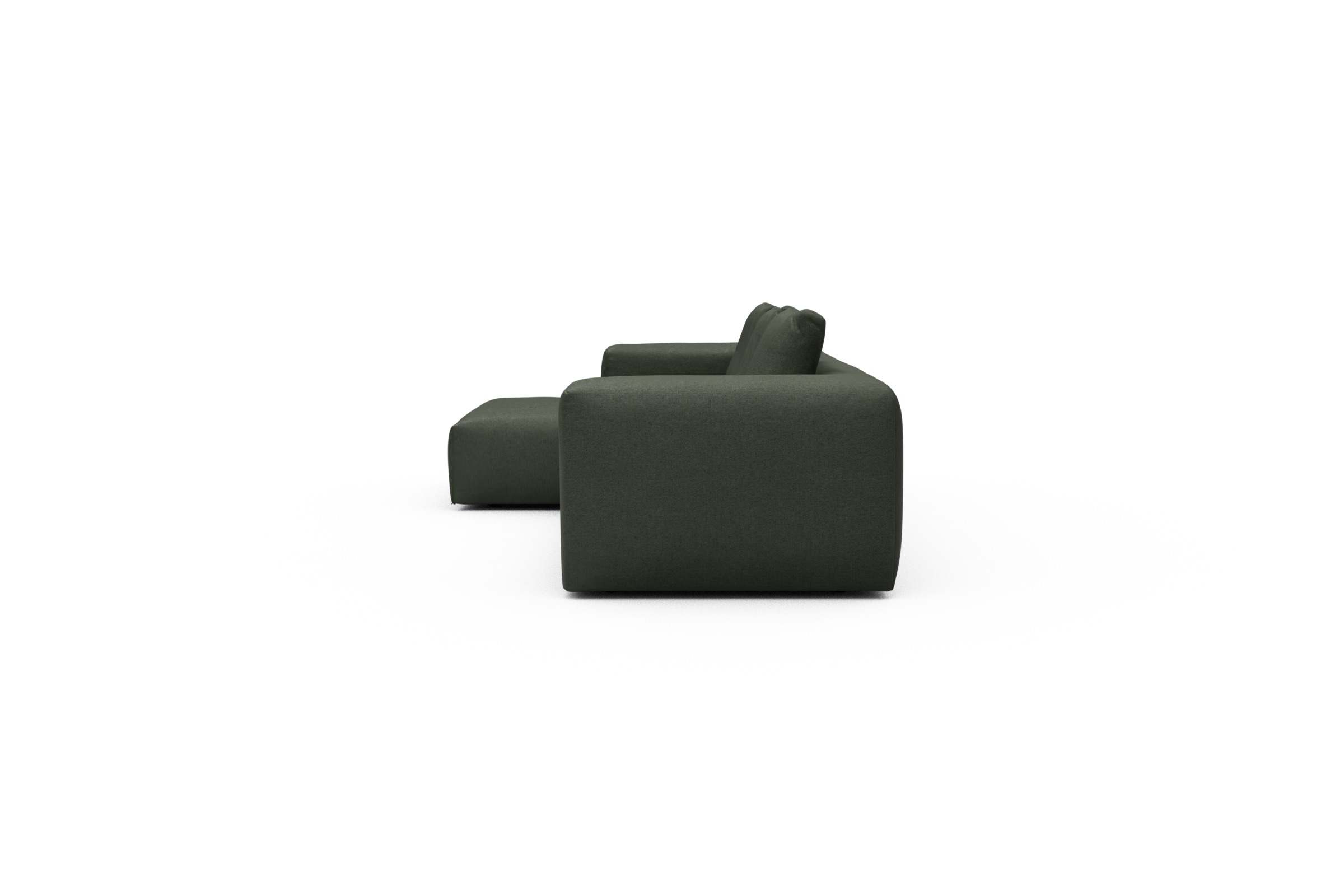 Ecksofa Fred Chaiselongue links mit 2,5-Sitzer Denari-Forest-Green