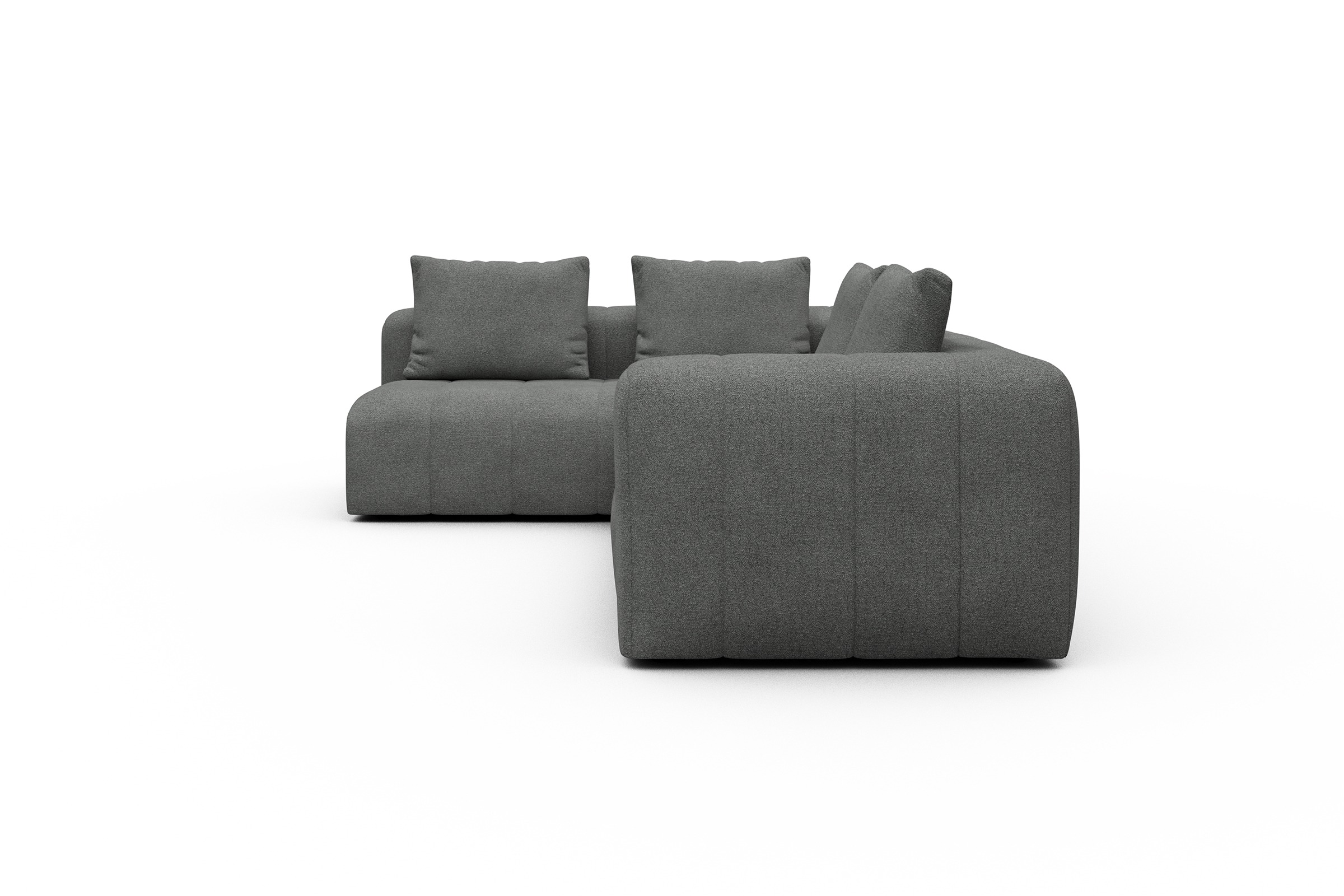 Ecksofa Hugo 2x 2,5-Sitzer Armlehne rechts Boucle-Ash-Grey