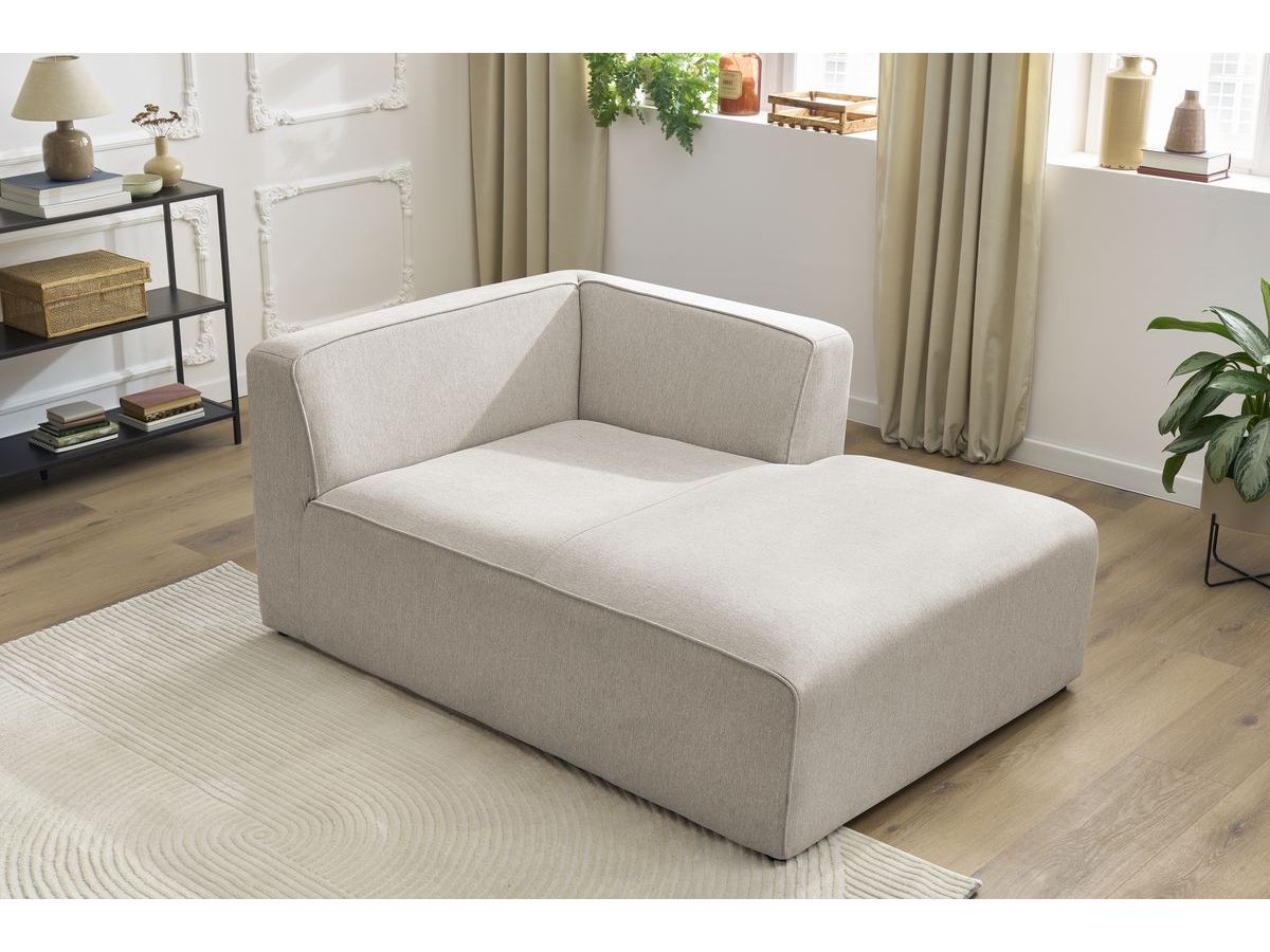 Bobochic Megeve Méridienne-Modul Melange-Stoff Beige Ecke rechts
