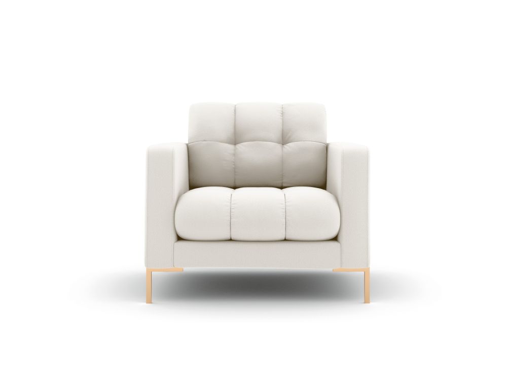 Cosmopolitan Design Sessel Bali Strukturierter Stoff Neve Helles Beige Beine Gold