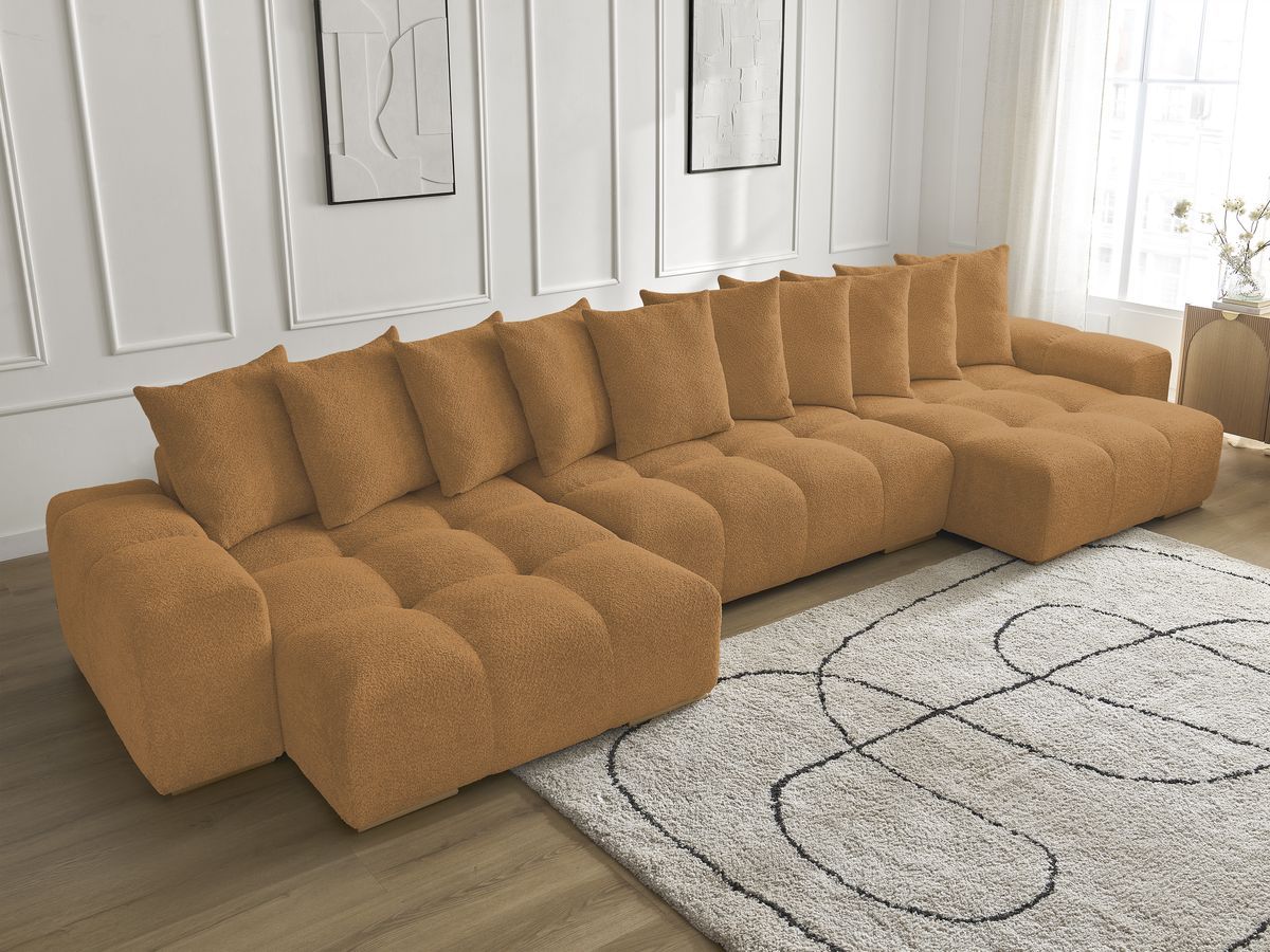 Bobochic Anakin Wohnlandschaft, 10 Kissen Bouclé-Stoff Gelb