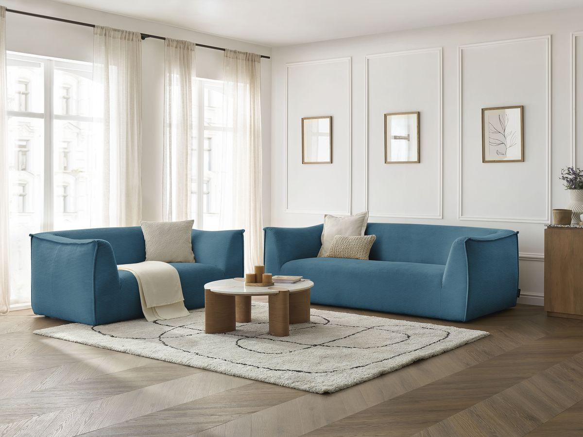 Bobochic Giorgia Sofa 5-Sitzer 412 × 100 cm Cordsamt Hellblau