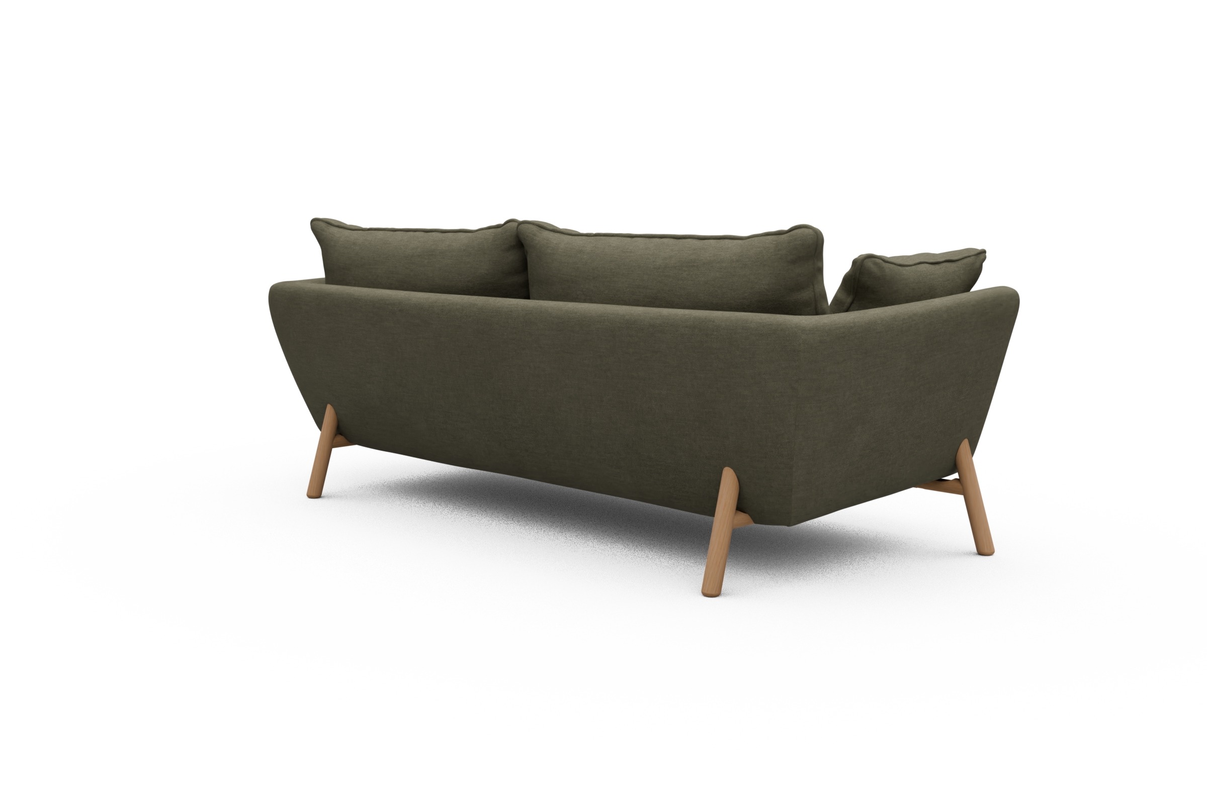 Sofa Emil PREMIUM 3-Sitzer Beinfarbe Eiche Natur Vivus-Dusty-Olive