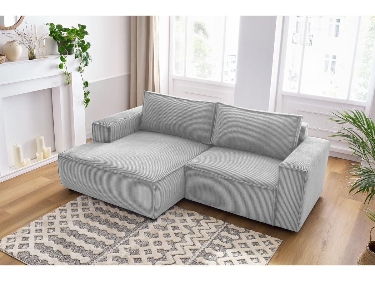 Bobochic Nihad Ecksofa Cordsamt Hellgrau Ecke links