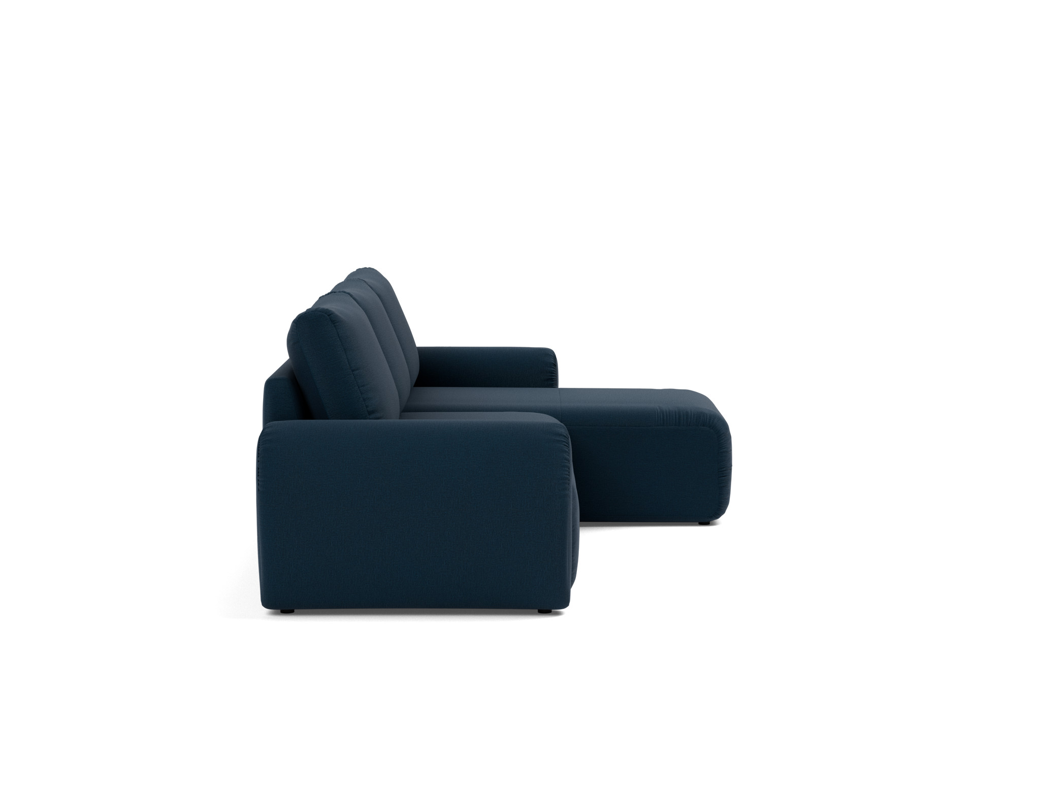 Schlafsofa Norum mit Chaiselongue und Curve-Armlehnen Flachgewebe Mixed Dance 528-Blue