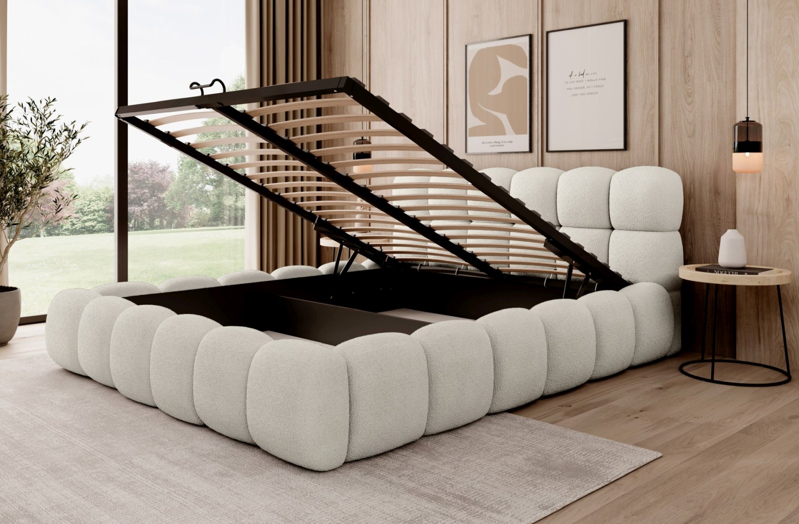 Polsterbett Vento Boucle 140x200 mit Metallrahmen Quelle 03