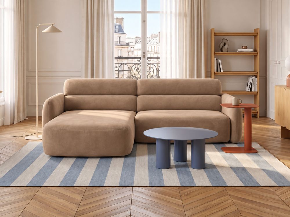 Cosmopolitan Design Ecksofa Malmo 3-Sitzer Samt Bluvel Beige Links