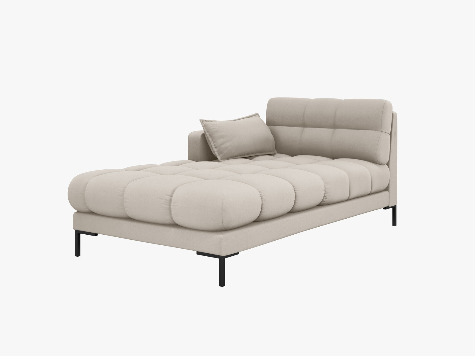 Micadoni Recamiere Mamaia 1-Sitzer Links Strukturierter Stoff Neve Beige schwarze Beine