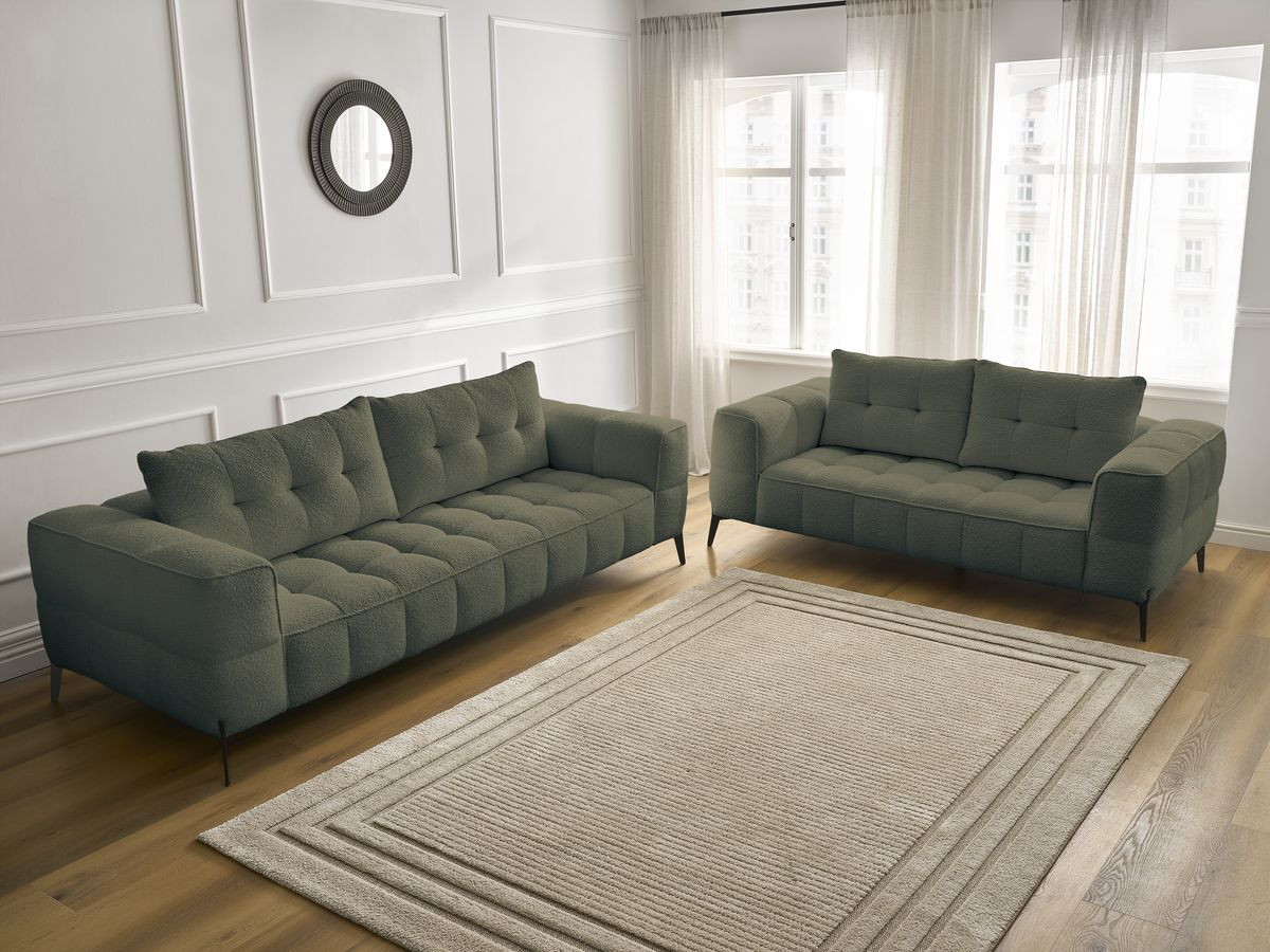 Bobochic Anis Sofa 5-Sitzer Bouclé-Stoff Grün