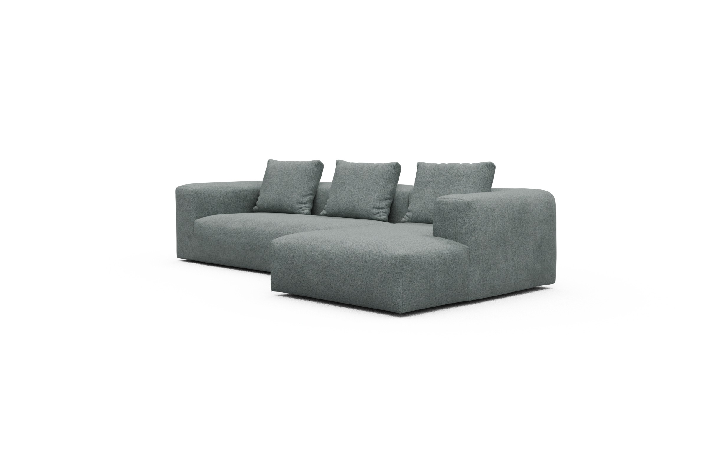 Ecksofa Fred Chaiselongue rechts mit 2,5-Sitzer Casone-Light-Mixed-Green