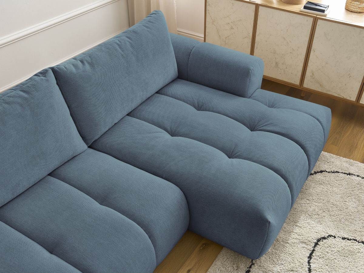 Bobochic Fuji Ecksofa mit Schlaffunktion und Bettkasten 292 × 160 cm Stoff Hellblau Ecke rechts