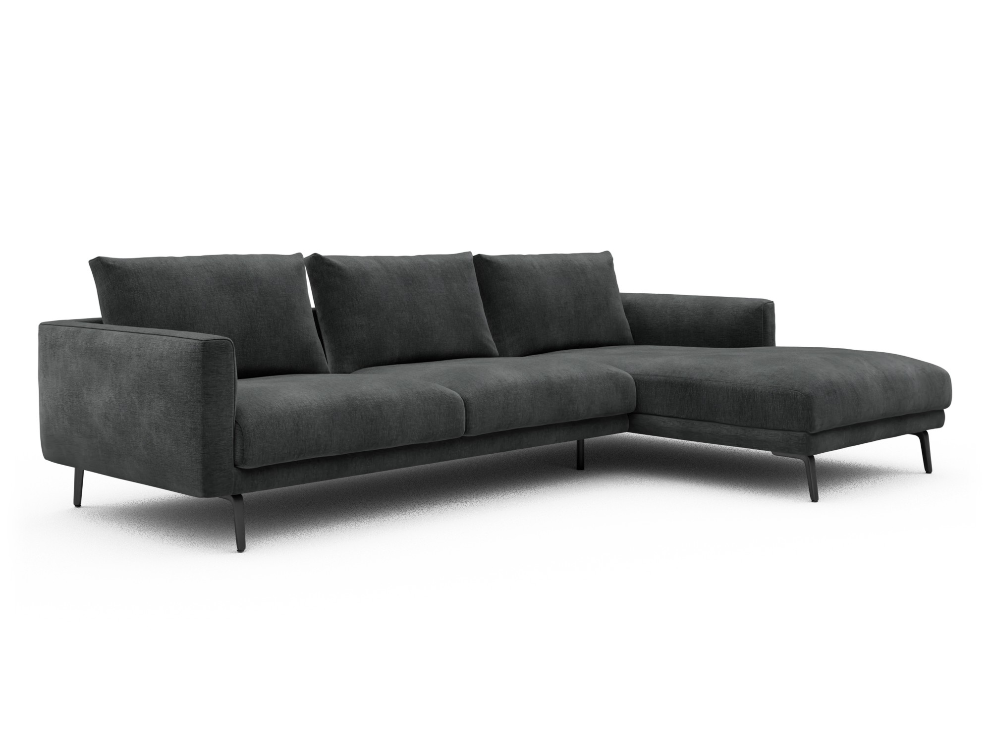 Skandi Home Ecksofa Karl Chaiselongue rechts mit 2,5-Sitzer Smooth-Deep-Warm-Grey moebelfaktor
