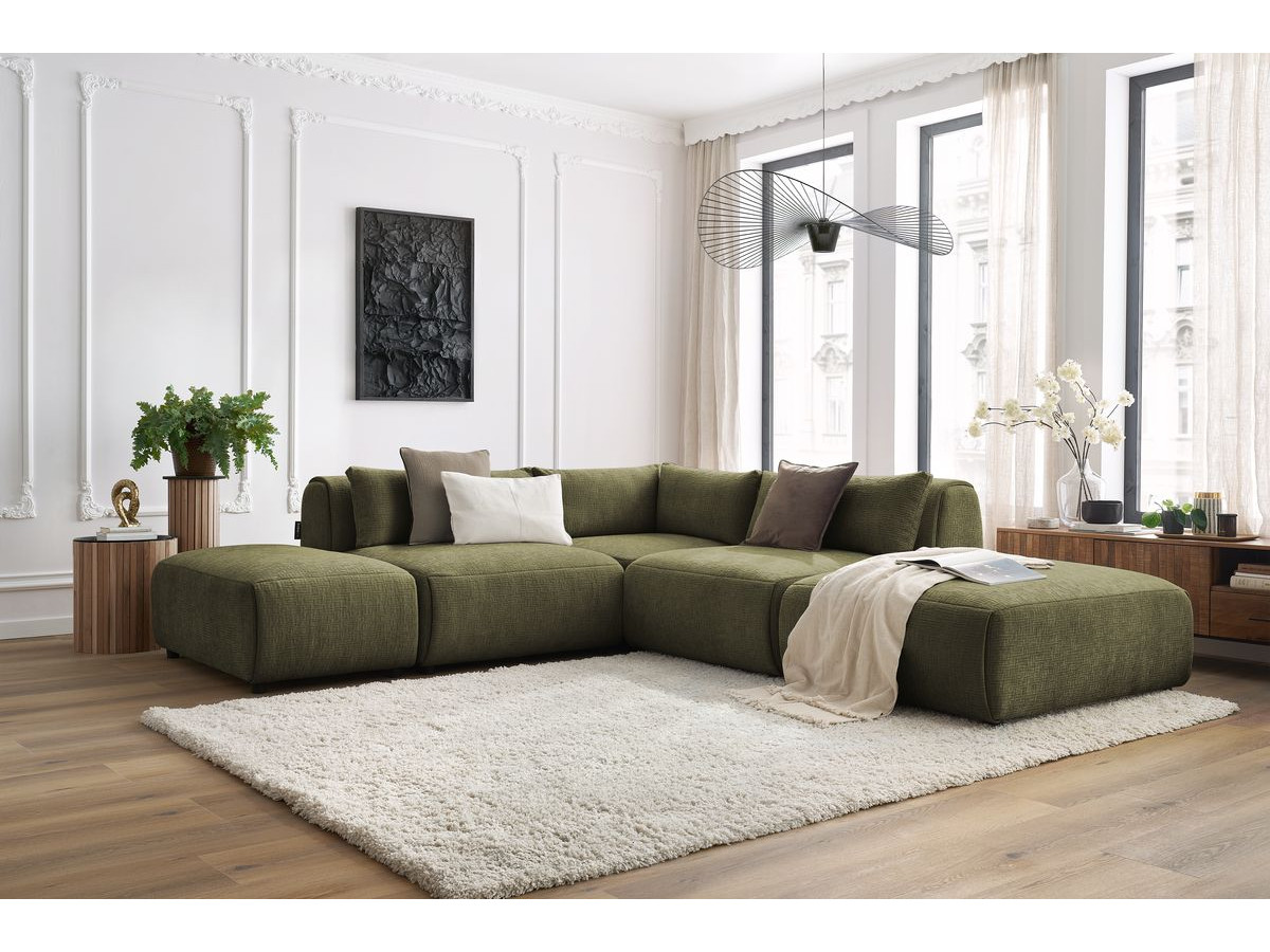 Bobochic Jeanne Ecksofa 271 × 300 cm Strukturstoff Grün