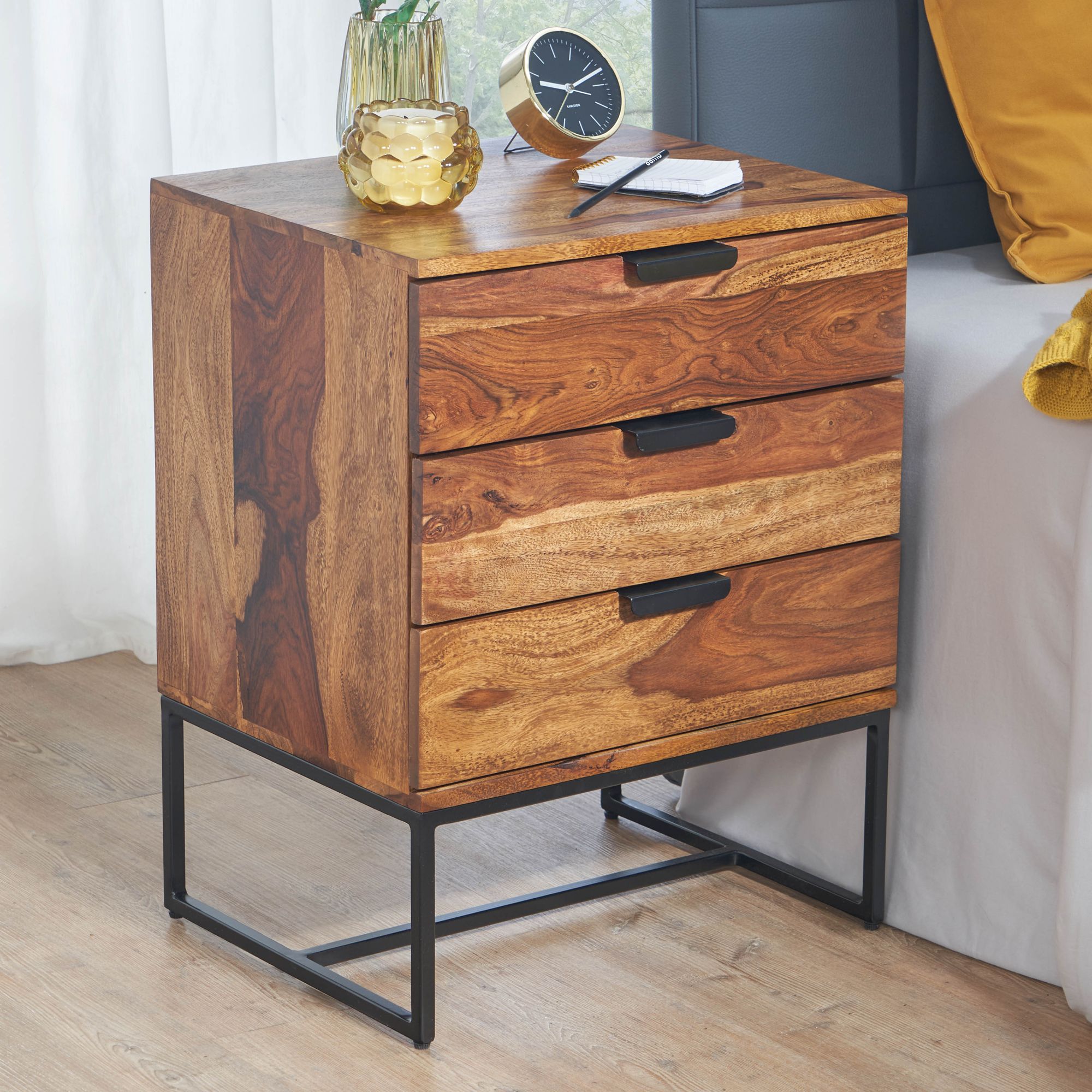Nachttisch Audnedal Massivholz Dunkelbraun 50 × 40 × 65 cm