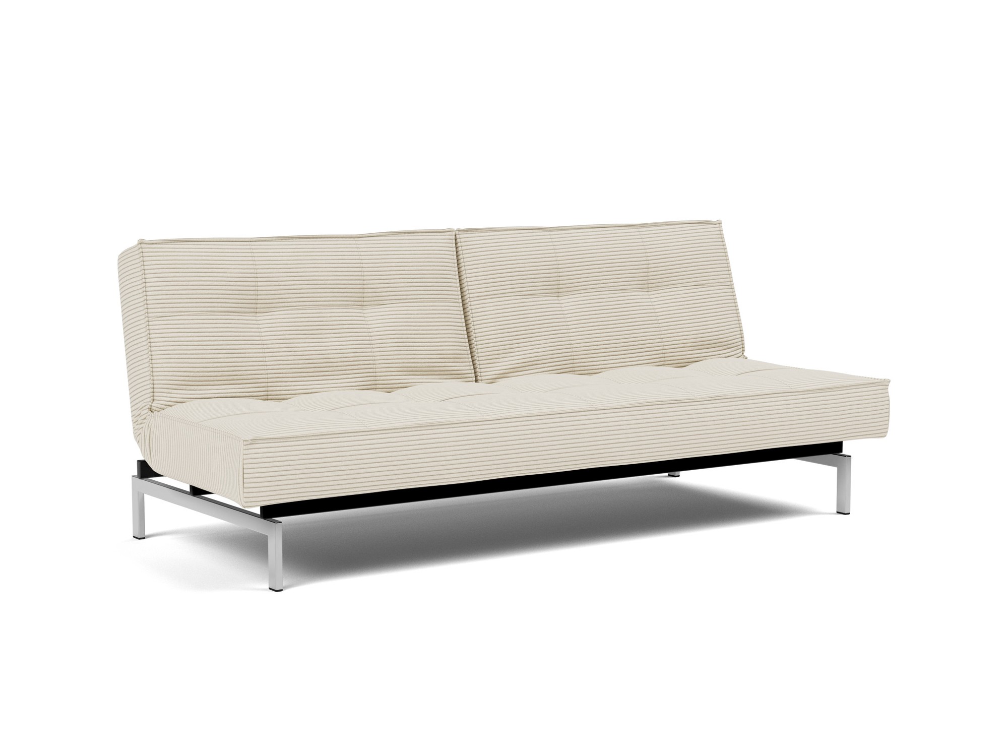 Schlafsofa Splitback Kord Corduroy 594-Ivory Beine Chrom