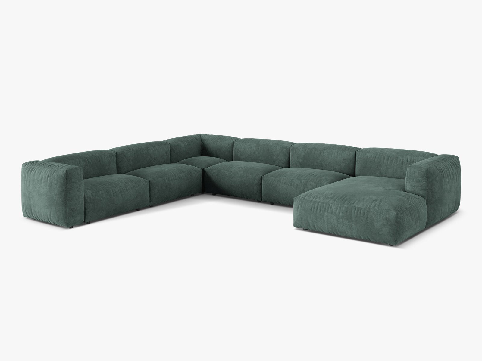 Micadoni modulares Ecksofa XL Martina 6-Sitzer Links Samt Vogue Petrol