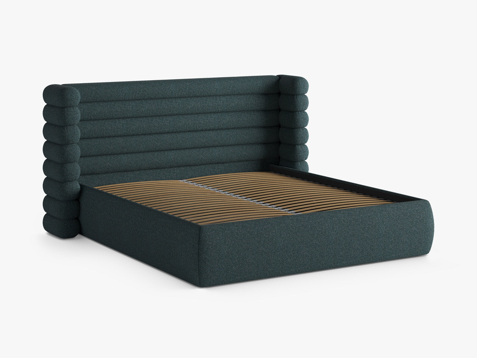 Micadoni Stauraumbett mit Kopfteil Mount Strukturierter Stoff Puente Grün Blau Melange 160x200