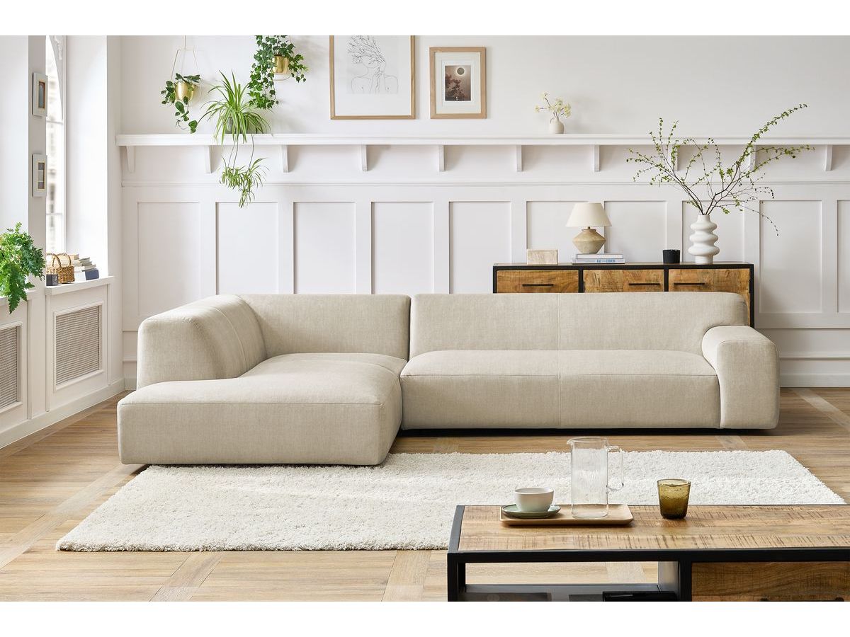 Bobochic Lavena Ecksofa 312 × 220 cm Samt Beige Ecke links