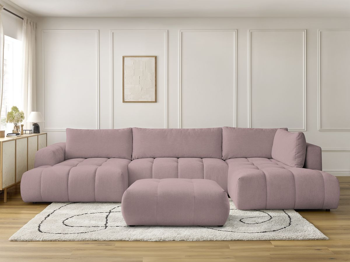 Bobochic Fuji Wohnlandschaft mit Pouf Stoff Rosa Ecke links