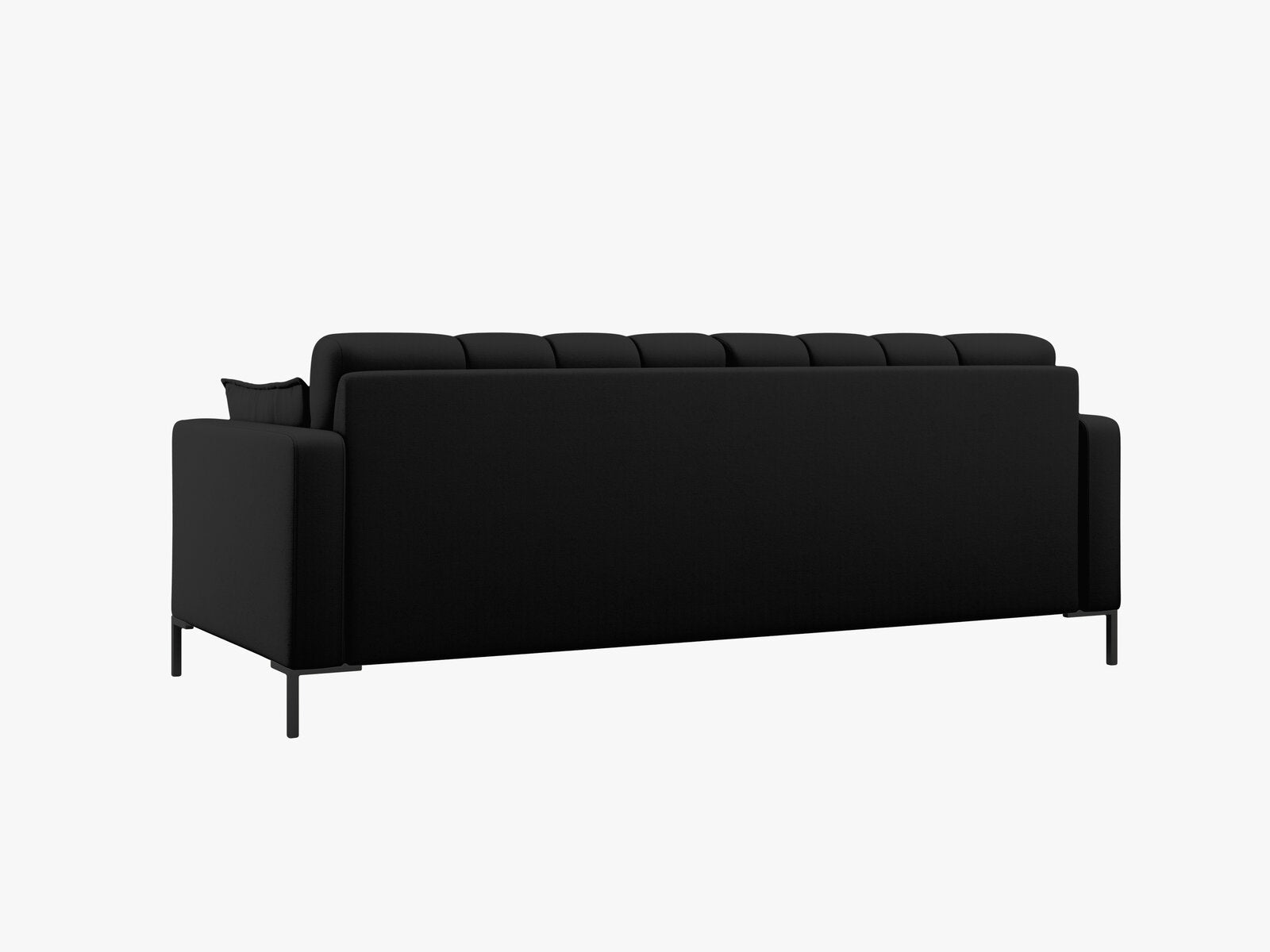 Micadoni Sofa Mamaia 3-Sitzer Strukturierter Stoff Neve Schwarz schwarze Beine
