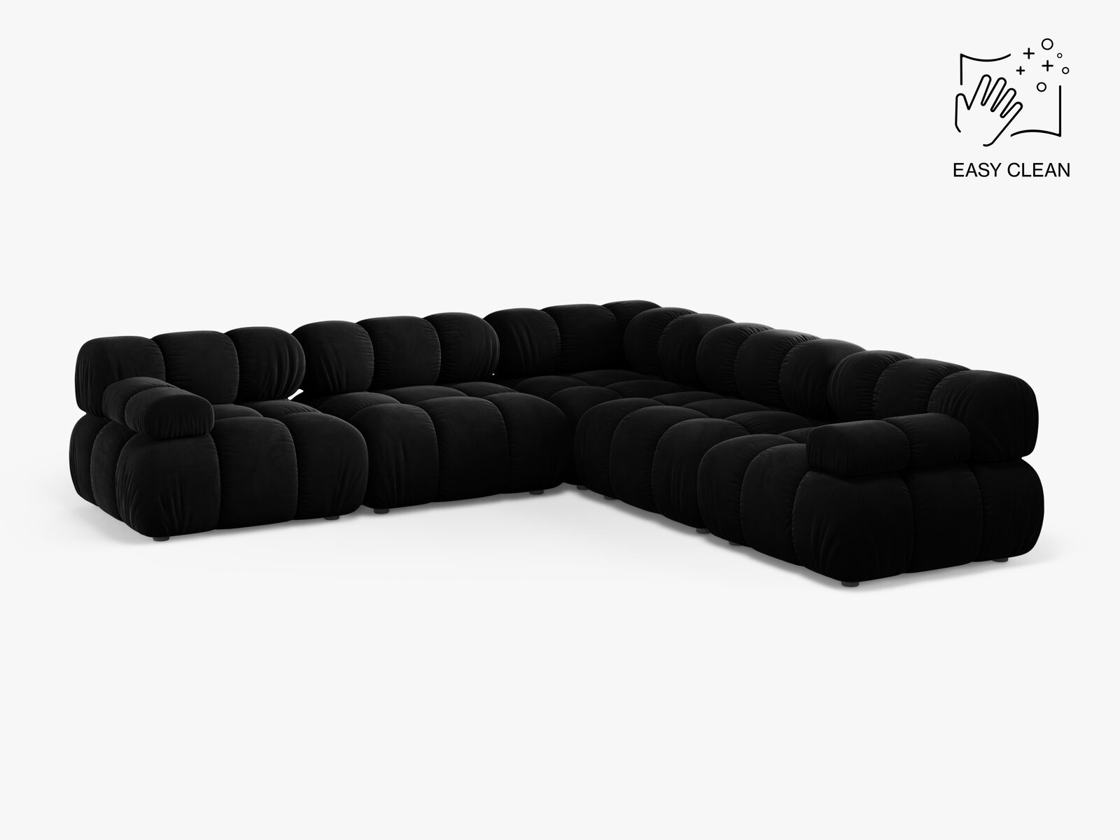 Micadoni Symmetrisches Ecksofa Bellis 5-Sitzer Samt Venus Schwarz