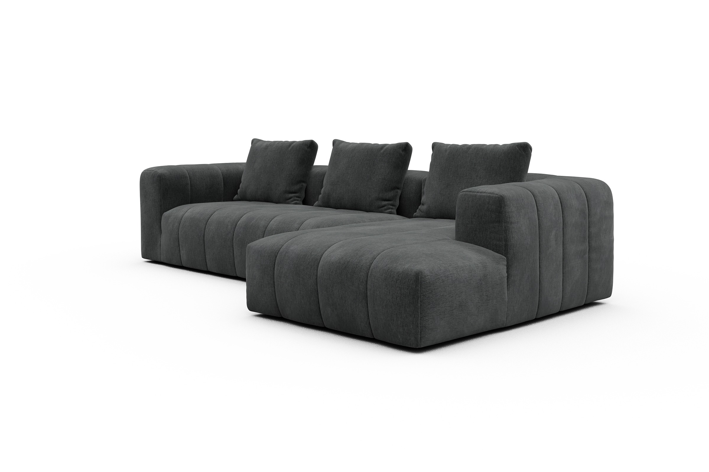 Ecksofa Hugo 2,5-Sitzer Armlehne links mit Chaiselongue Smooth-Deep-Warm-Grey
