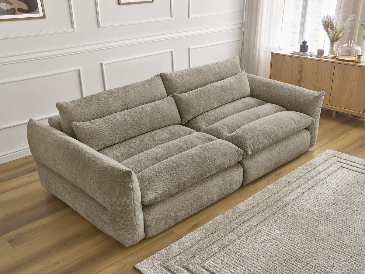 Bobochic Neil Sofa 3-Sitzer Strukturstoff Taupe