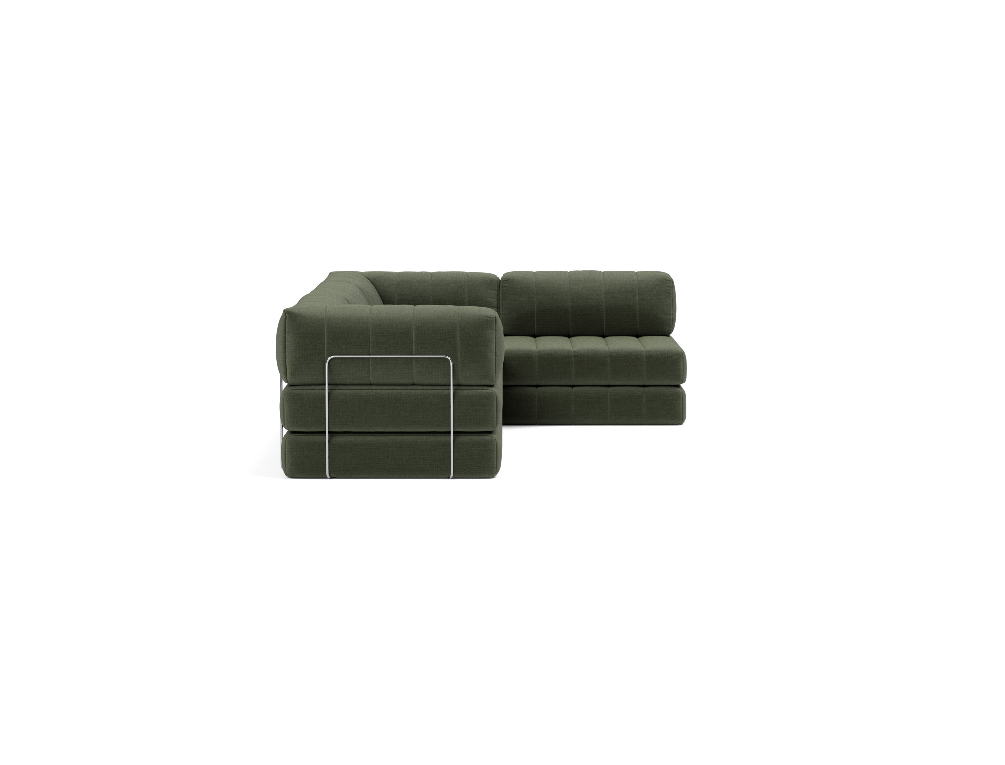 Eck-Schlafsofa CozyPad L-Form mit Armlehne Chenille Esina 413-Olive-Green