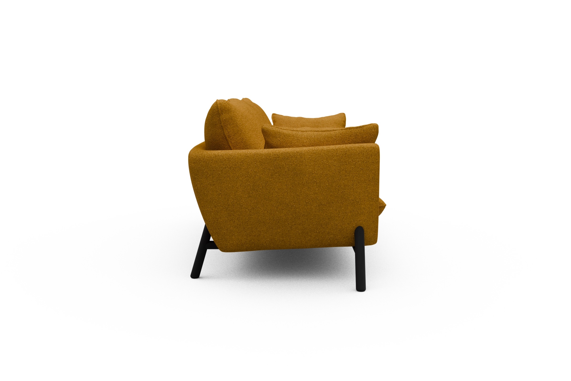 Sofa Emil 3-Sitzer Beinfarbe Eiche Schwarz Boucle-Ochre