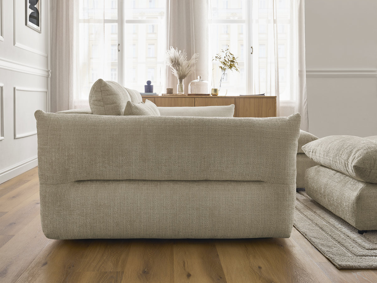 Bobochic Neil Ecksofa mit Pouf Strukturstoff Beige Ecke rechts