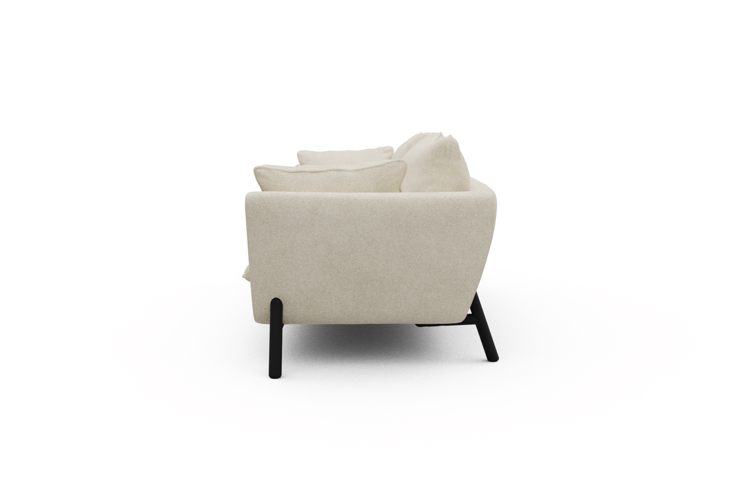 Sofa Emil PREMIUM 3-Sitzer Beinfarbe Eiche Schwarz Boucle-Off-White